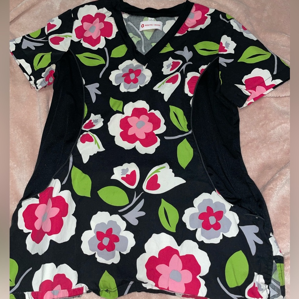 White Cross Scrub Top